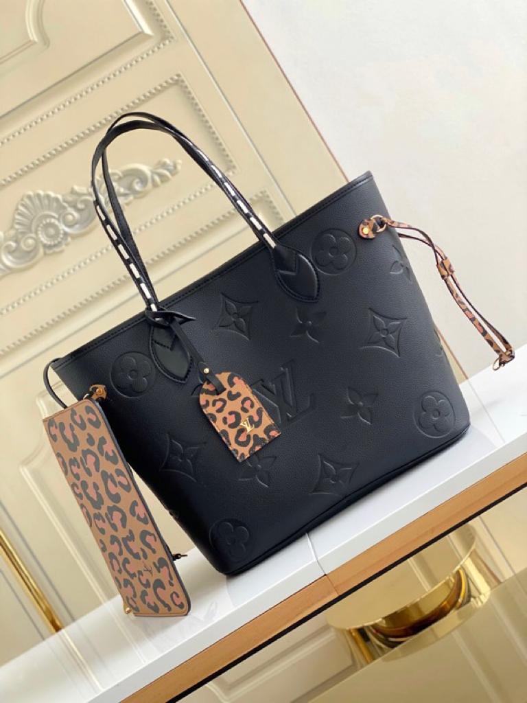 Louis Vuitton Neverfull MM Tote Bag Wild At Heart Monogram Empreinte Black For Women, Women’s Handbags, Shoulder Bags 12.2in/31cm