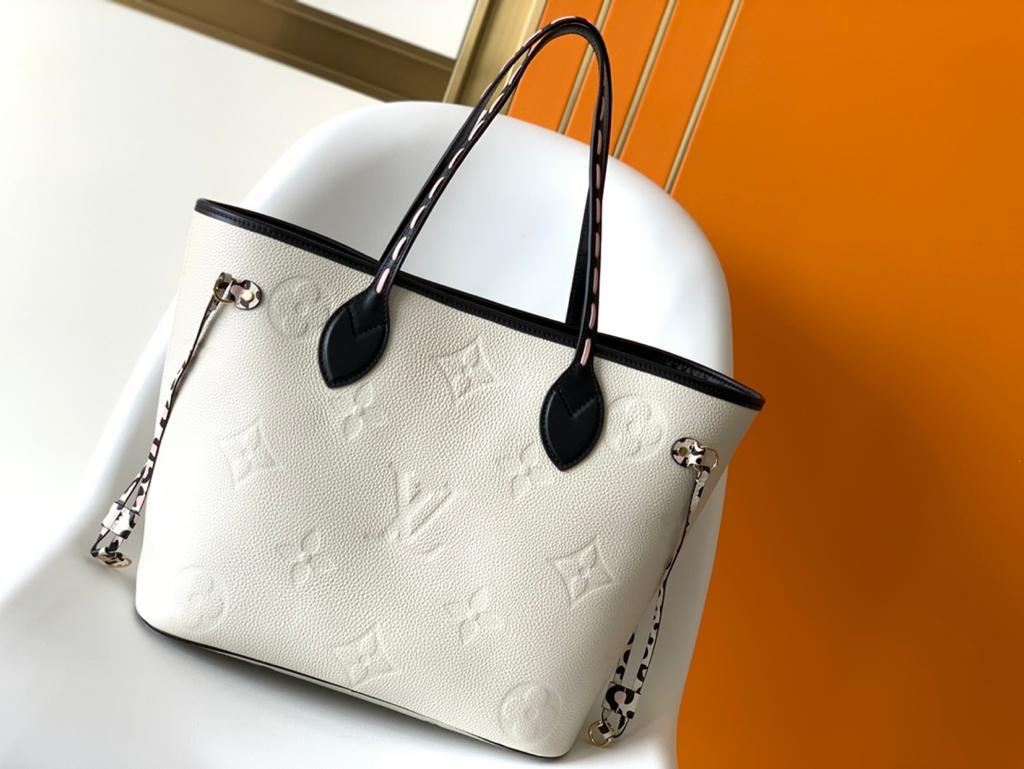 Louis Vuitton Neverfull MM Tote Bag Wild At Heart Monogram Empreinte Cream For Women, Women’s Handbags, Shoulder Bags 12.2in/31cm