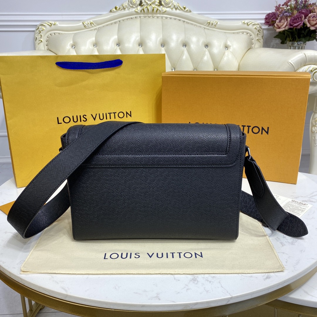 Louis Vuitton New Flap Messenger Bag Taiga Black For Men, Men’s Bags, Shoulder And Crossbody Bags 11.1in/28.3cm