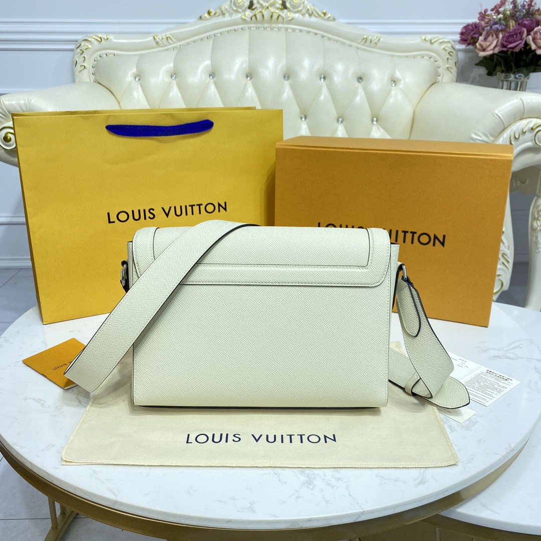 Louis Vuitton New Flap Messenger Bag Taiga White For Men, Men’s Bags, Shoulder And Crossbody Bags 11.1in/28.3cm LV 