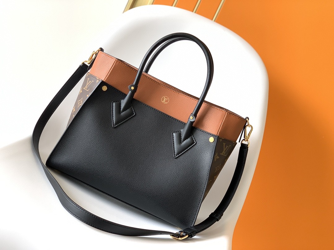 Louis Vuitton On My Side MM Tote Bag Monogram Canvas Black For Women, Women’s Handbags, Shoulder Bags 12in/31cm