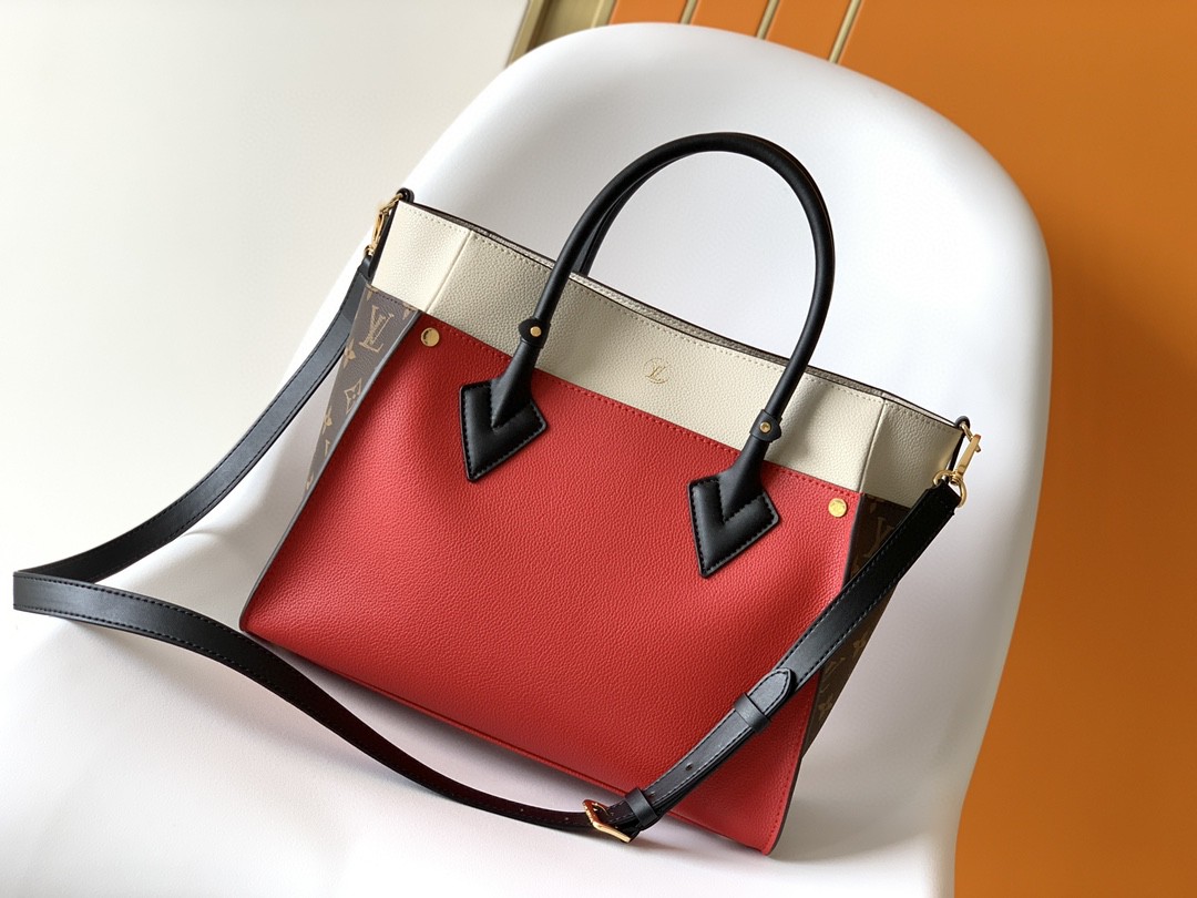 Louis Vuitton On My Side MM Tote Bag Monogram Canvas Red For Women, Women’s Handbags, Shoulder Bags 12in/31cm