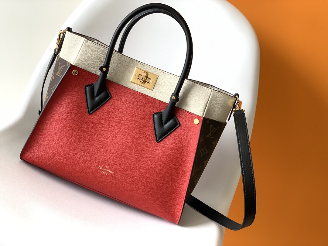 Louis Vuitton On My Side MM Tote Bag Monogram Canvas Red For Women, Women’s Handbags, Shoulder Bags 12in/31cm