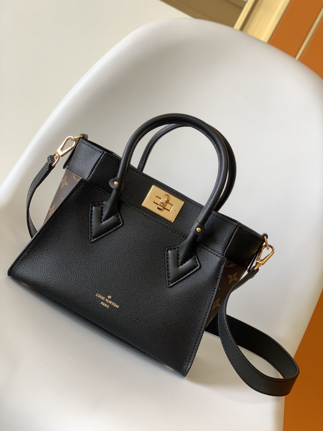 Louis Vuitton On My Side PM Tote Bag Monogram Canvas Black For Women, Women’s Handbags, Shoulder Bags 9.8in/25cm