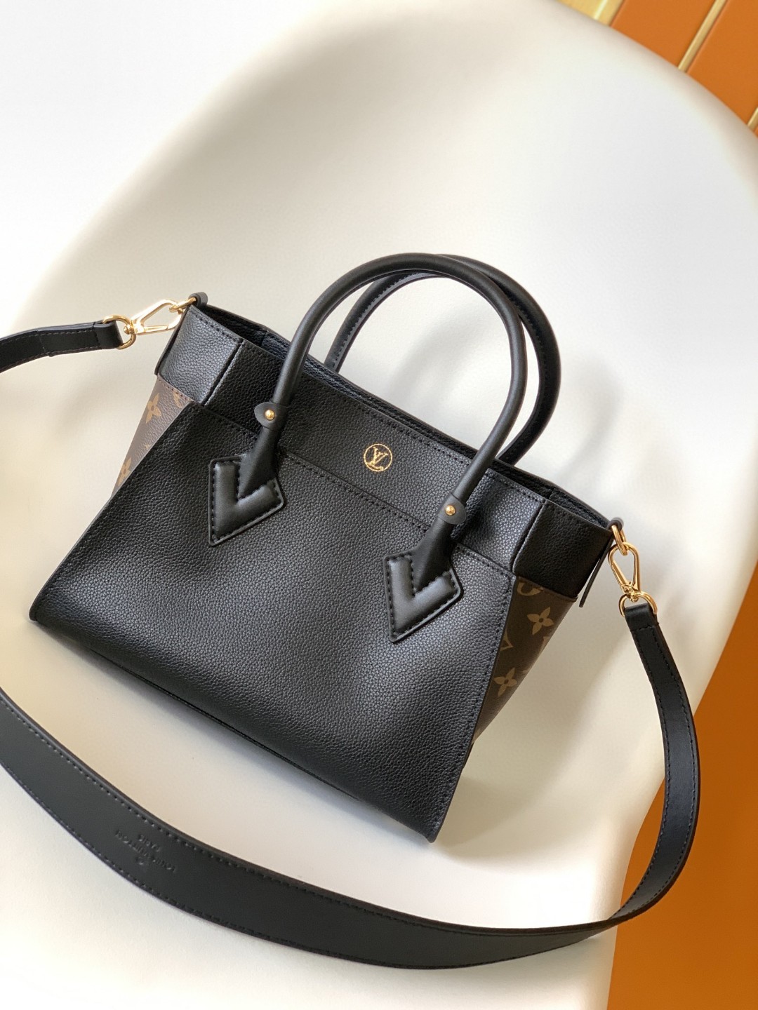 Louis Vuitton On My Side PM Tote Bag Monogram Canvas Black For Women, Women’s Handbags, Shoulder Bags 9.8in/25cm