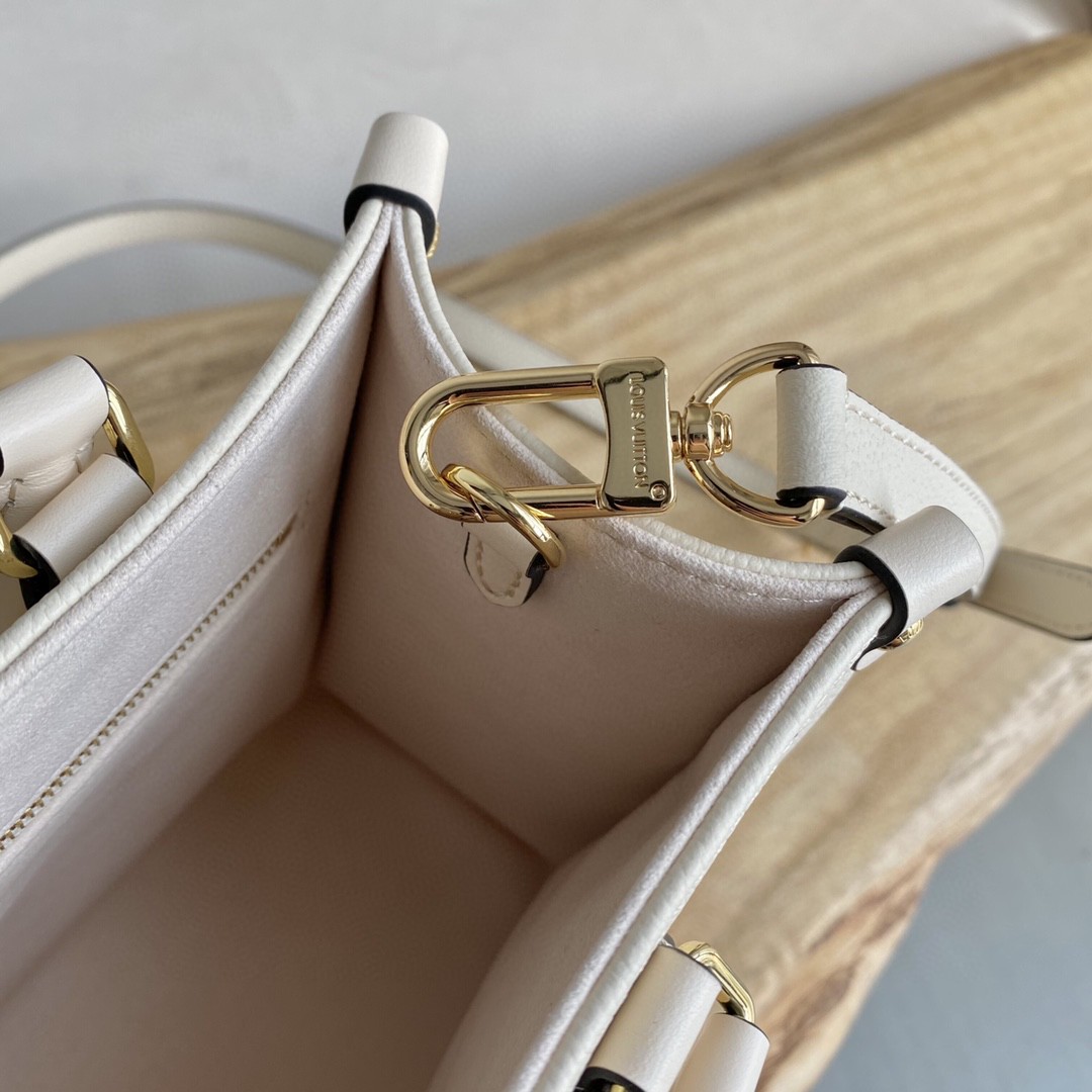 Louis Vuitton On The Go PM Bag Monogram Empreinte 9.8in/25cm Beige LV