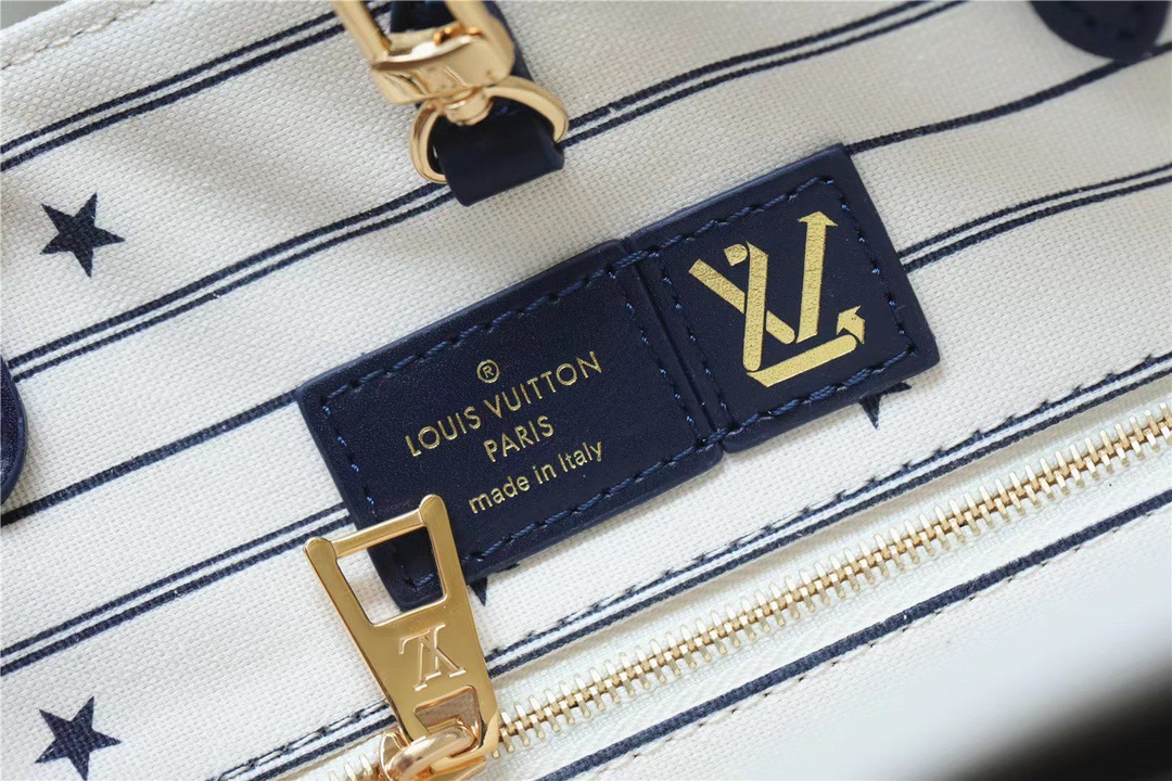Louis Vuitton Onthego GM Monogram Giant And Raffia White/ Black For Women, Women’s Handbags, Shoulder And Crossbody Bags 41cm/16.1in LV 