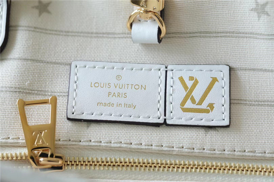 Louis Vuitton Onthego GM Monogram Giant And Raffia White/ Yellow For Women, Women’s Handbags, Shoulder And Crossbody Bags 41cm/16.1in