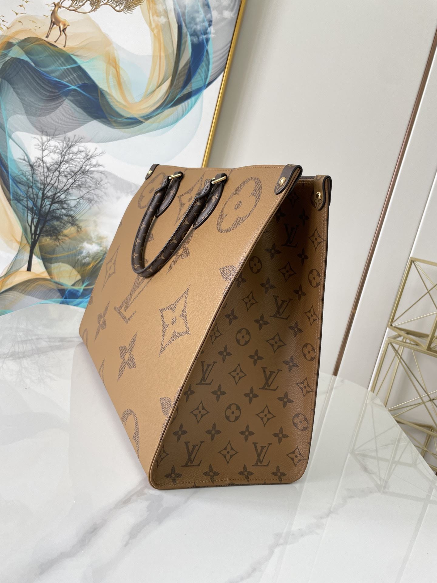 Louis Vuitton OnTheGo GM Tote Bag Monogram And Monogram Reverse Canvas For Women, Women’s Handbags 16.1in/41cm