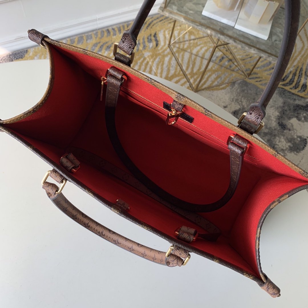 Louis Vuitton OnTheGo MM Monogram And Monogram Reverse Canvas For Women, Women’s Handbags, Shoulder Bags 13.8in/35cm