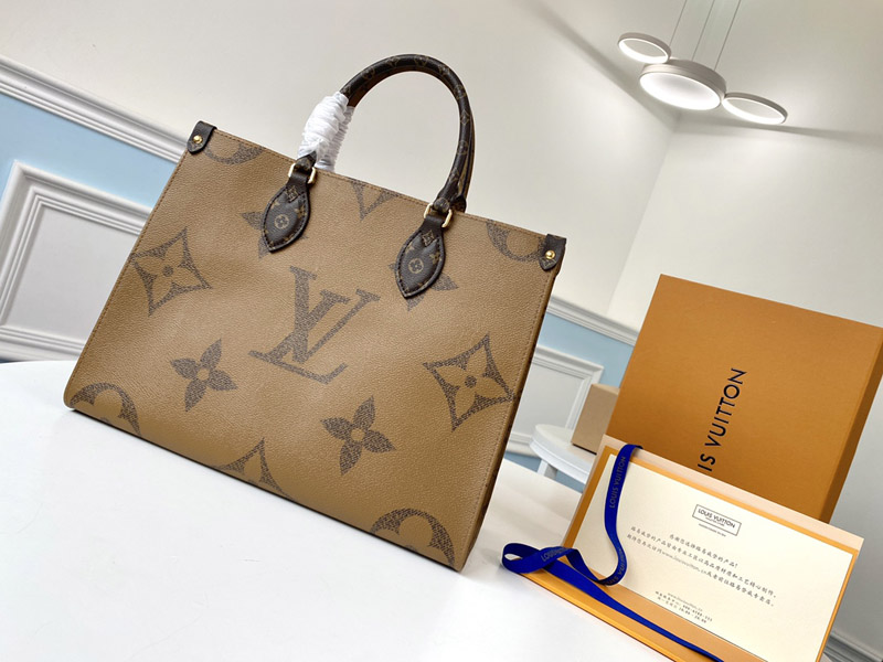 Louis Vuitton OnTheGo MM Monogram And Monogram Reverse Canvas For Women, Women’s Handbags, Shoulder Bags 13.8in/35cm