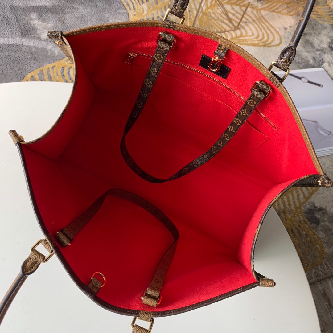 Louis Vuitton OnTheGo MM Monogram And Monogram Reverse Canvas For Women, Women’s Handbags, Shoulder Bags 13.8in/35cm