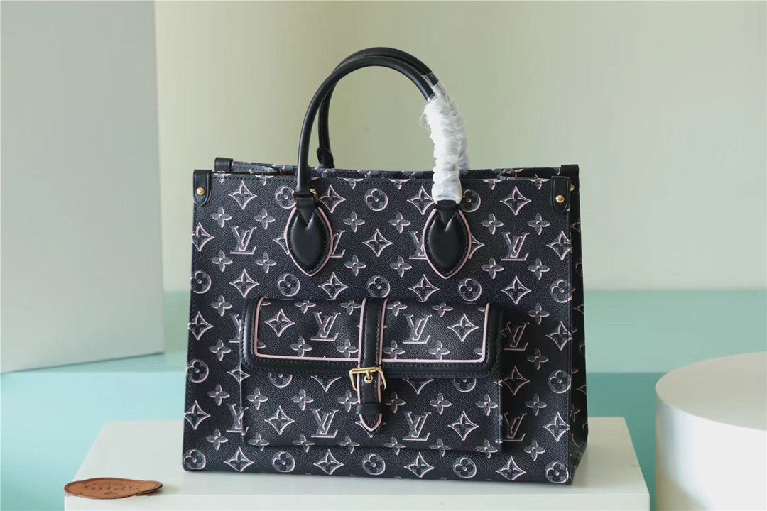 Louis Vuitton OnTheGo MM Monogram Canvas Black For Women, Women’s Handbags, Shoulder And Crossbody Bags 13.8in/35cm