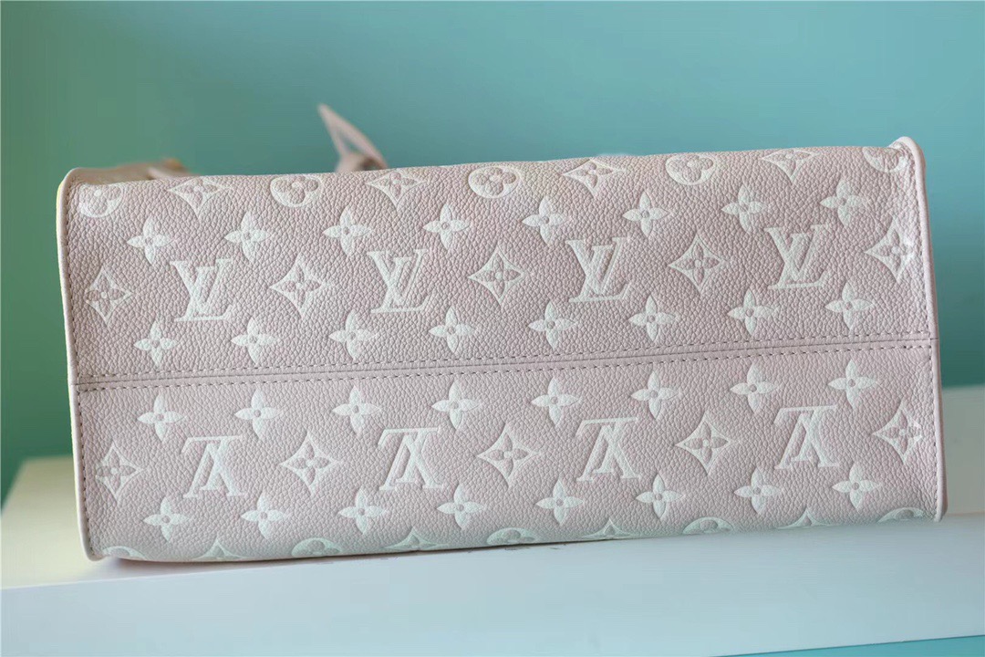 Louis Vuitton Onthego MM Monogram Empreinte Beige/ Pink/ Yellow For Women, Women’s Handbags, Shoulder And Crossbody Bags 35cm/13.8in