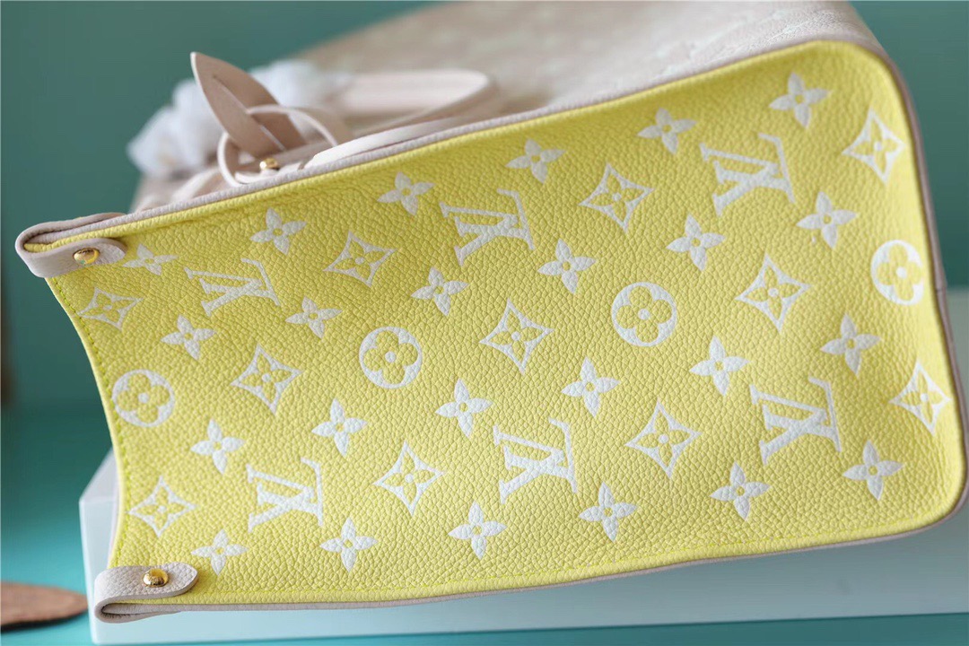 Louis Vuitton Onthego MM Monogram Empreinte Beige/ Pink/ Yellow For Women, Women’s Handbags, Shoulder And Crossbody Bags 35cm/13.8in