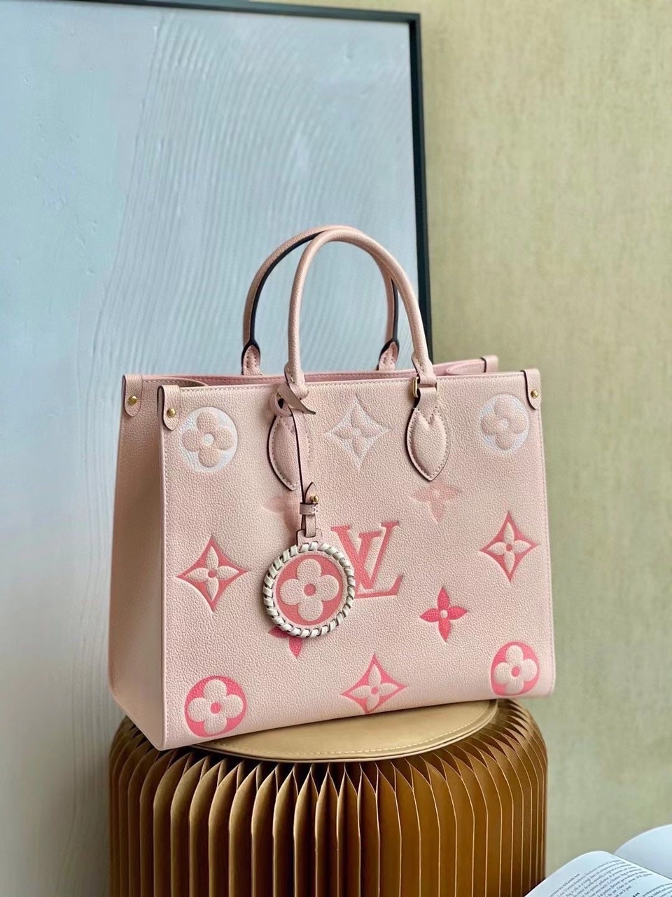 Louis Vuitton OnTheGo MM Monogram Empreinte Cream For Women 34cm