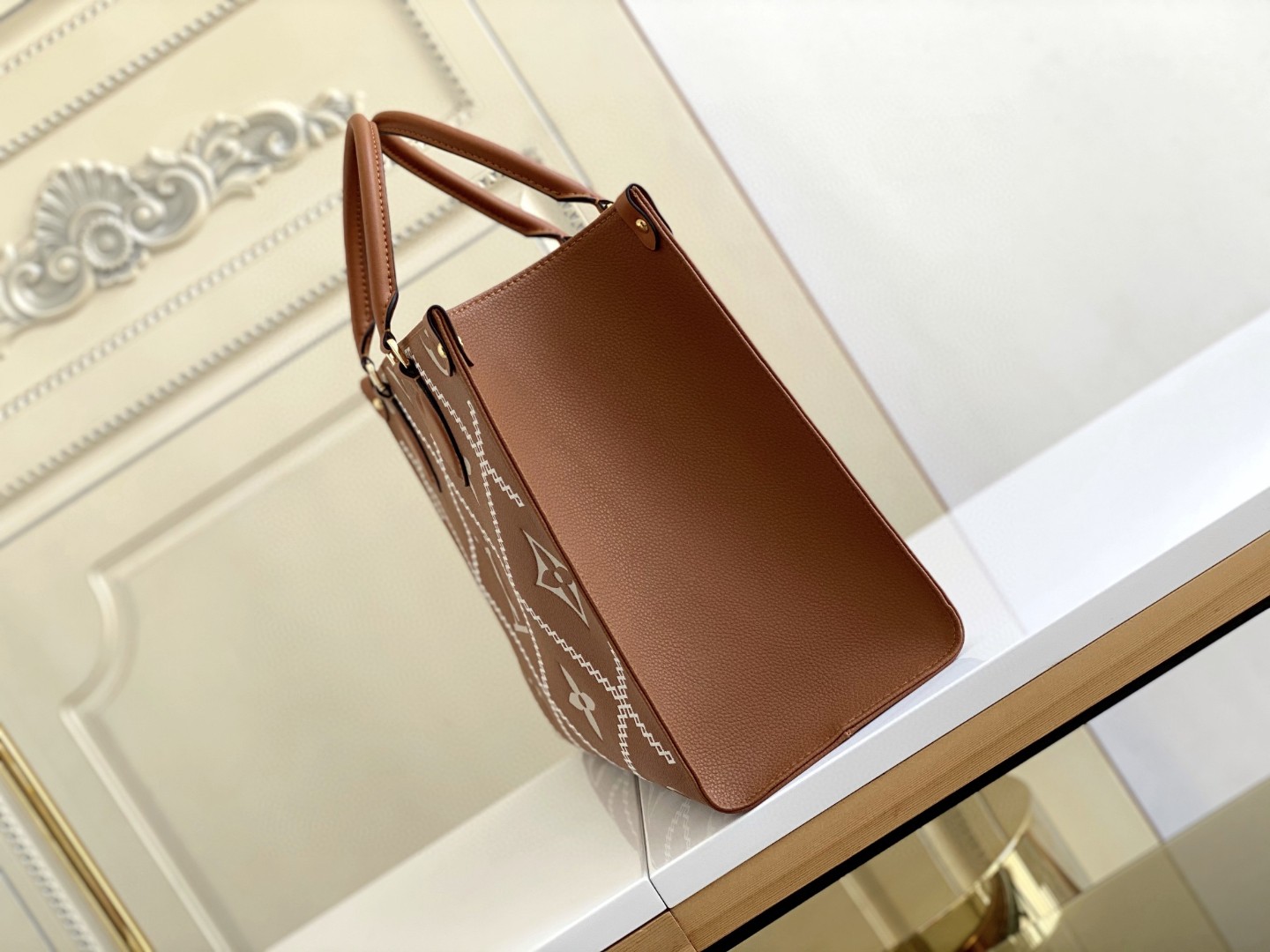 Louis Vuitton Onthego MM Tote Bag Monogram Empreinte Arizona Brown For Women, Women Handbags, Shoulder Bags And Crossbody Bags 13.8in/35cm