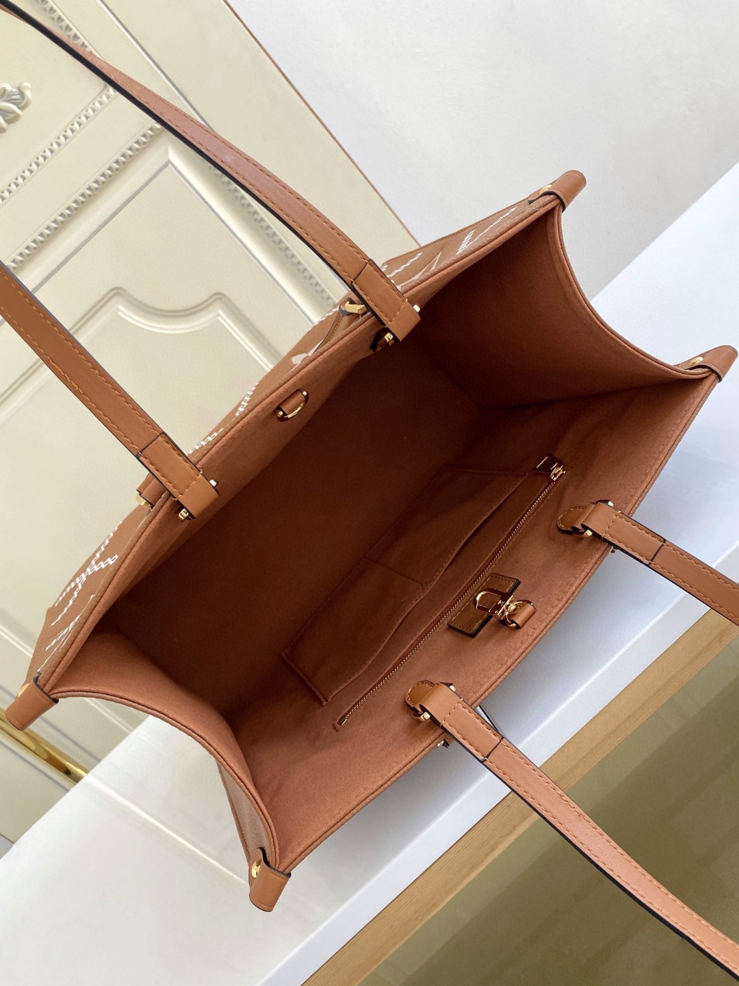 Louis Vuitton Onthego MM Tote Bag Monogram Empreinte Arizona Brown For Women, Women Handbags, Shoulder Bags And Crossbody Bags 13.8in/35cm