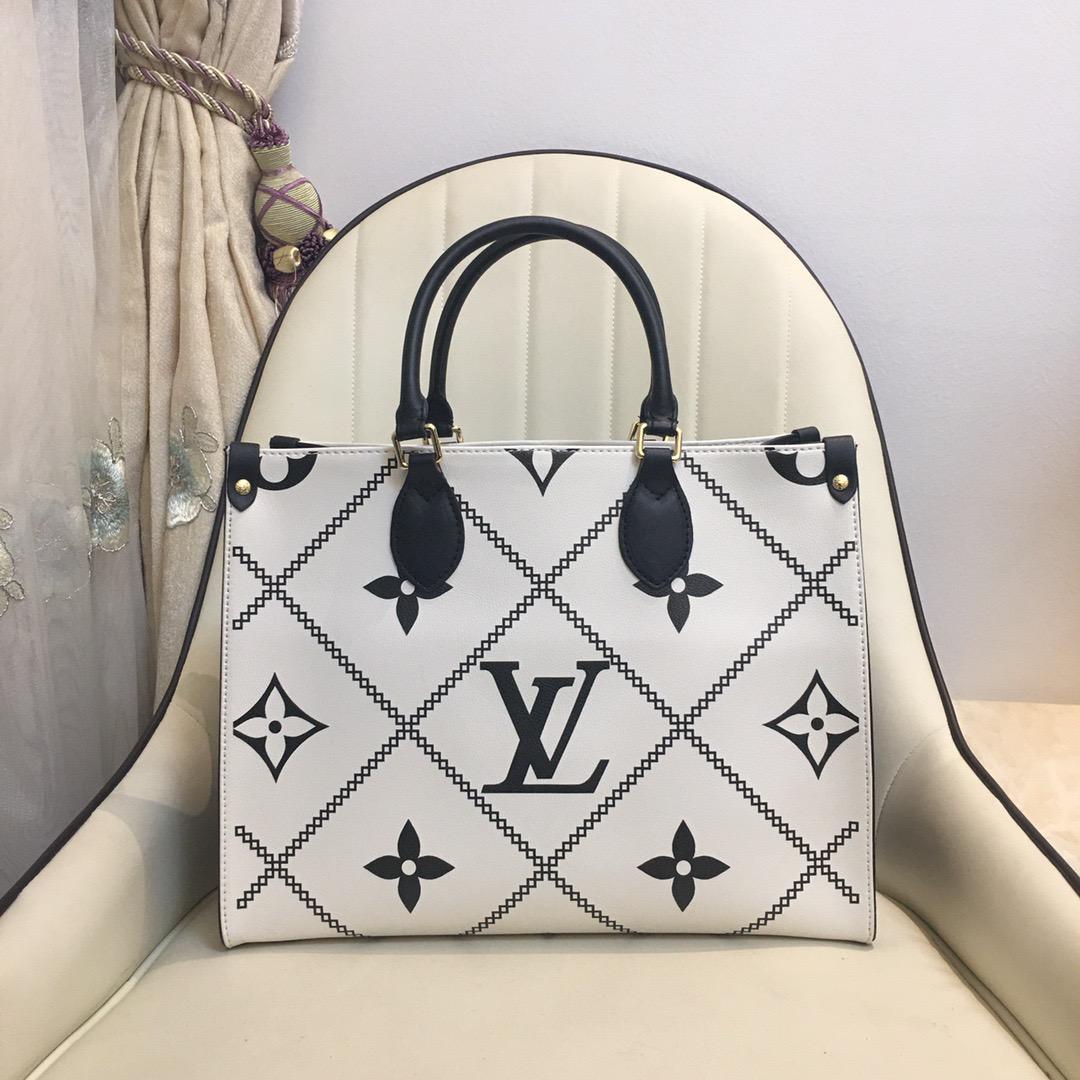 Louis Vuitton Onthego MM Tote Bag Monogram Empreinte Crème Beige For Women, Women Handbags, Shoulder Bags And Crossbody Bags 13.8in/35cm