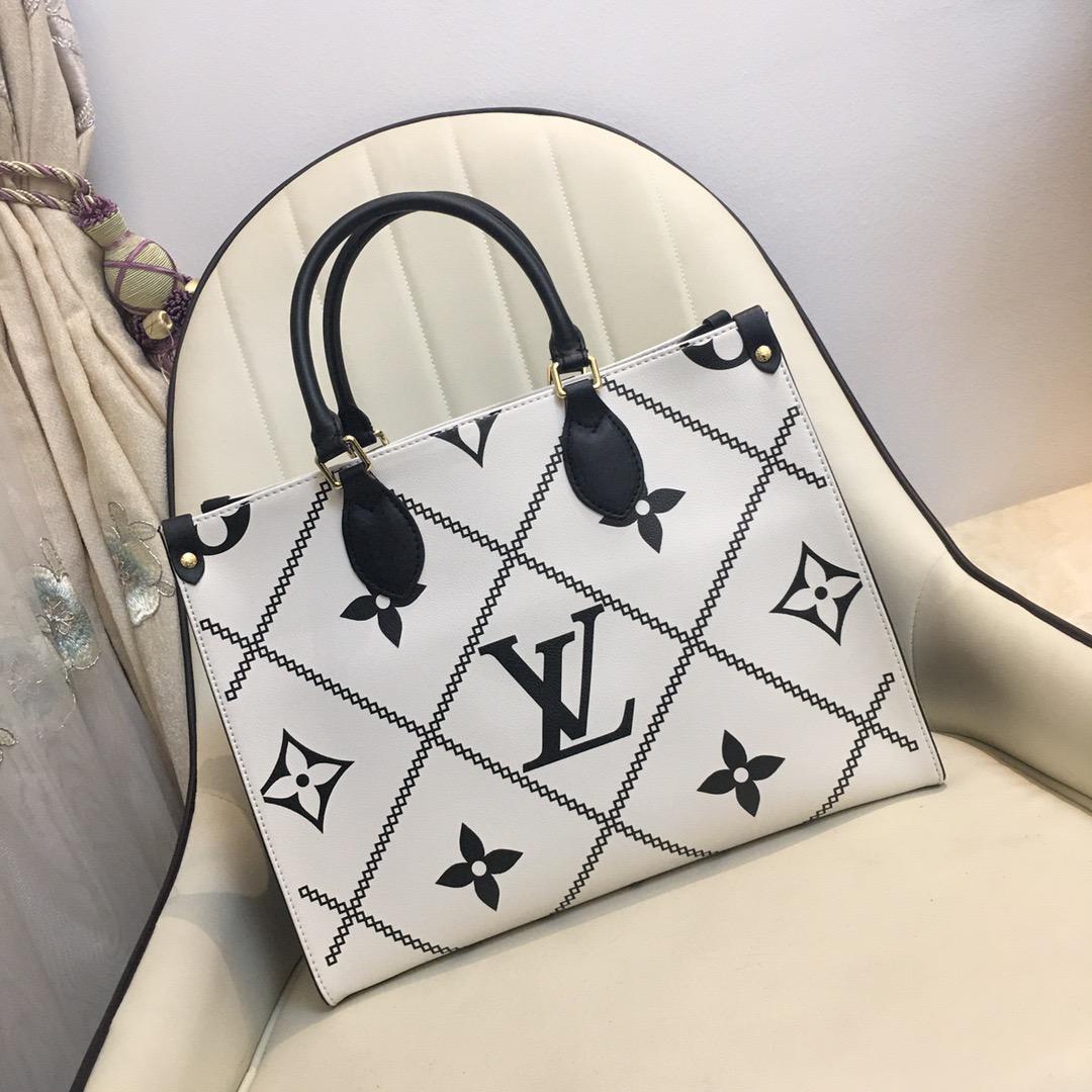 Louis Vuitton Onthego MM Tote Bag Monogram Empreinte Crème Beige For Women, Women Handbags, Shoulder Bags And Crossbody Bags 13.8in/35cm