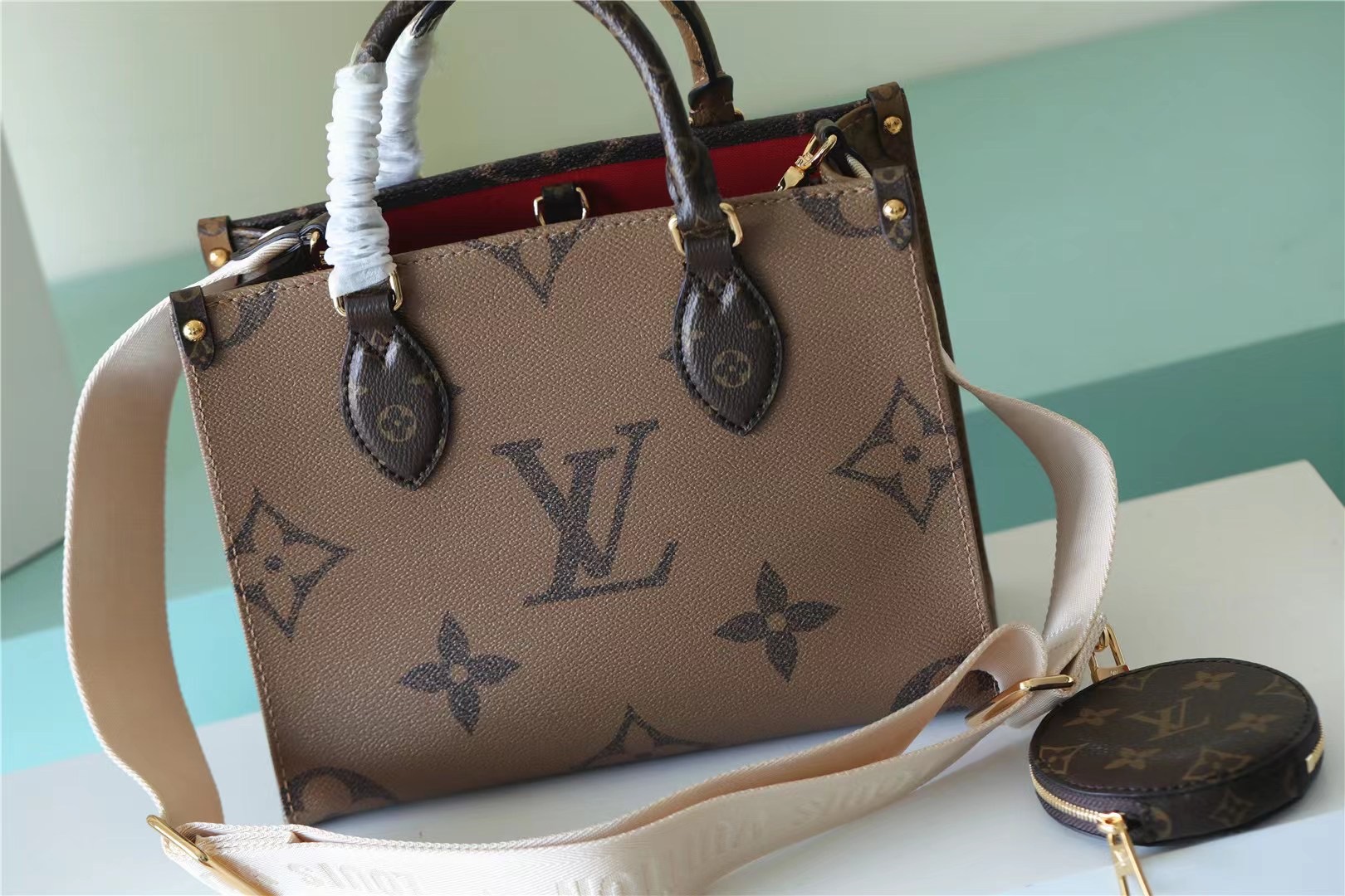 Louis Vuitton OnTheGo PM Tote Bag Brown For Women 9.8in/25 cm
