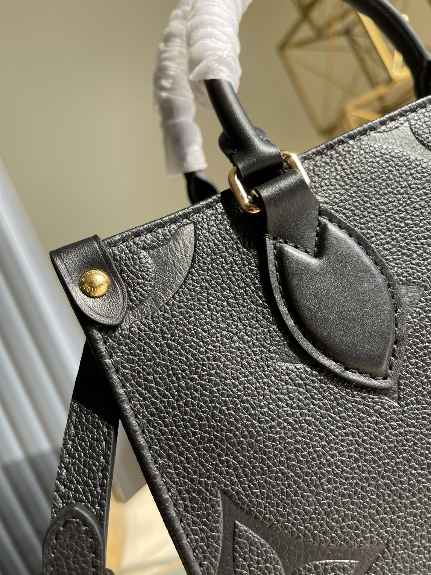 Louis Vuitton OnTheGo PM Tote Bag Monogram Empreinte Black For Women, Women’s Handbags, Shoulder And Crossbody Bags 9.8in/25cm