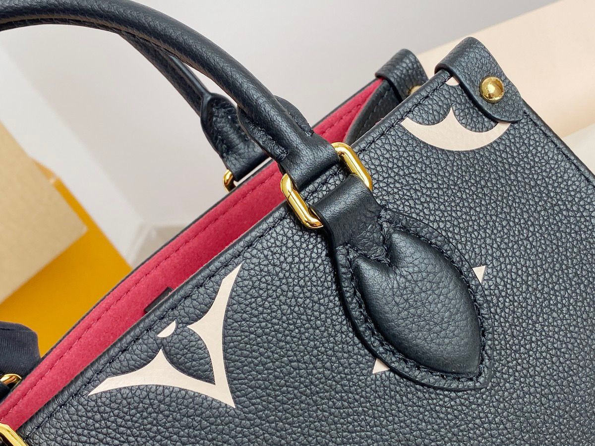 Louis Vuitton OnTheGo PM Tote Bag Monogram Empreinte Black/Beige For Women, Women’s Handbags, Shoulder And Crossbody Bags 9.8in/25cm