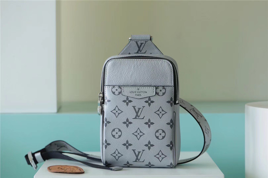 Louis Vuitton Outdoor Sling Bag Taigarama Gunmetal Gray For Men, Men’s Bags, Crossbody Bags 8.3in/21cm LV 