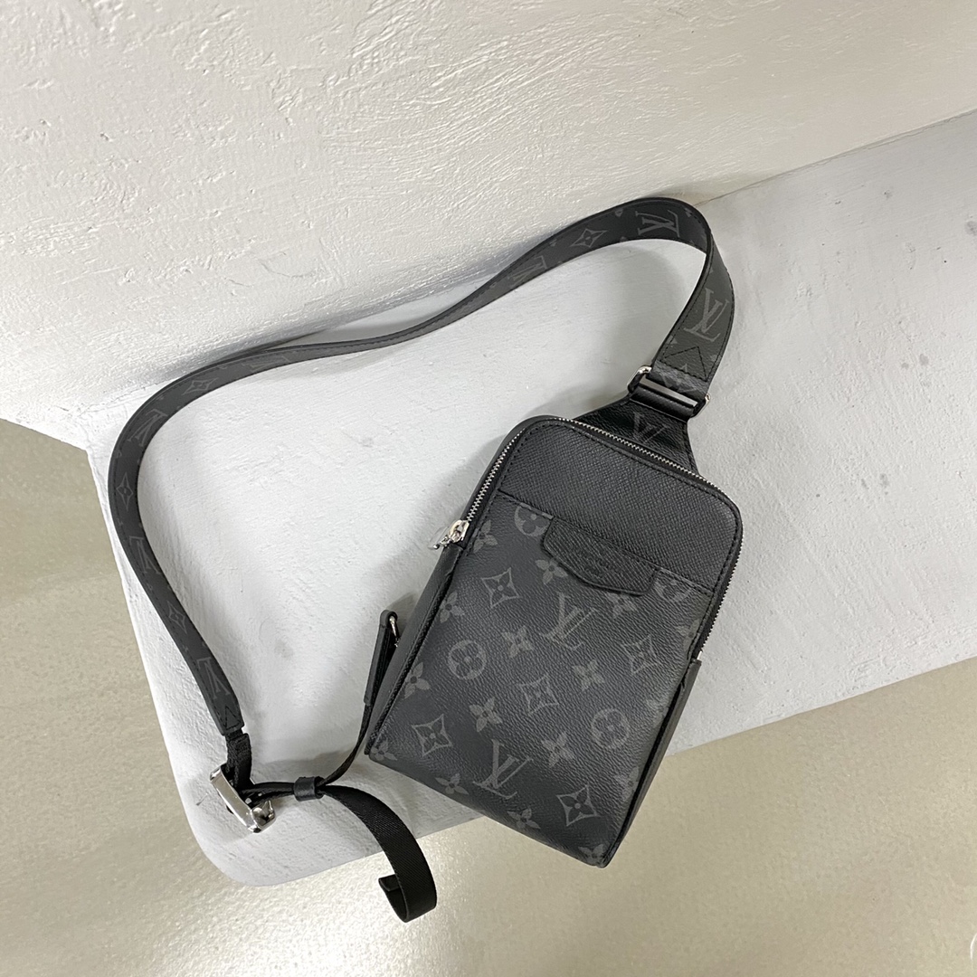 Louis Vuitton Outdoor Slingbag Taigarama Noir Black For Men, Men’s Bags, Crossbody Bags 8.3in/21cm