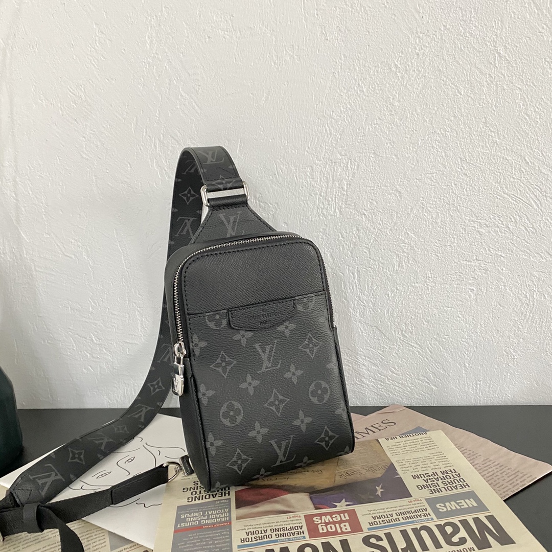 Louis Vuitton Outdoor Slingbag Taigarama Noir Black For Men, Men’s Bags, Crossbody Bags 8.3in/21cm