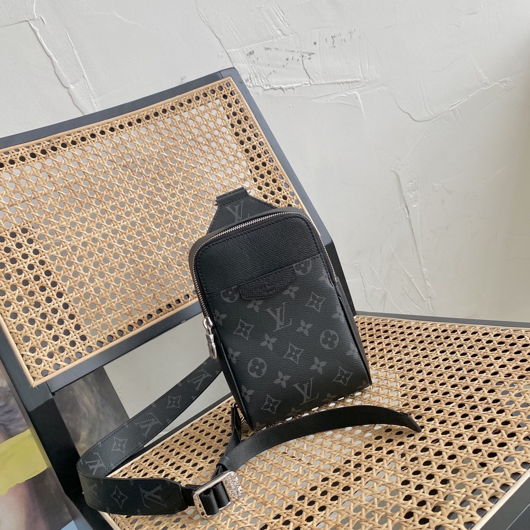 Louis Vuitton Outdoor Slingbag Taigarama Noir Black For Men, Men’s Bags, Crossbody Bags 8.3in/21cm