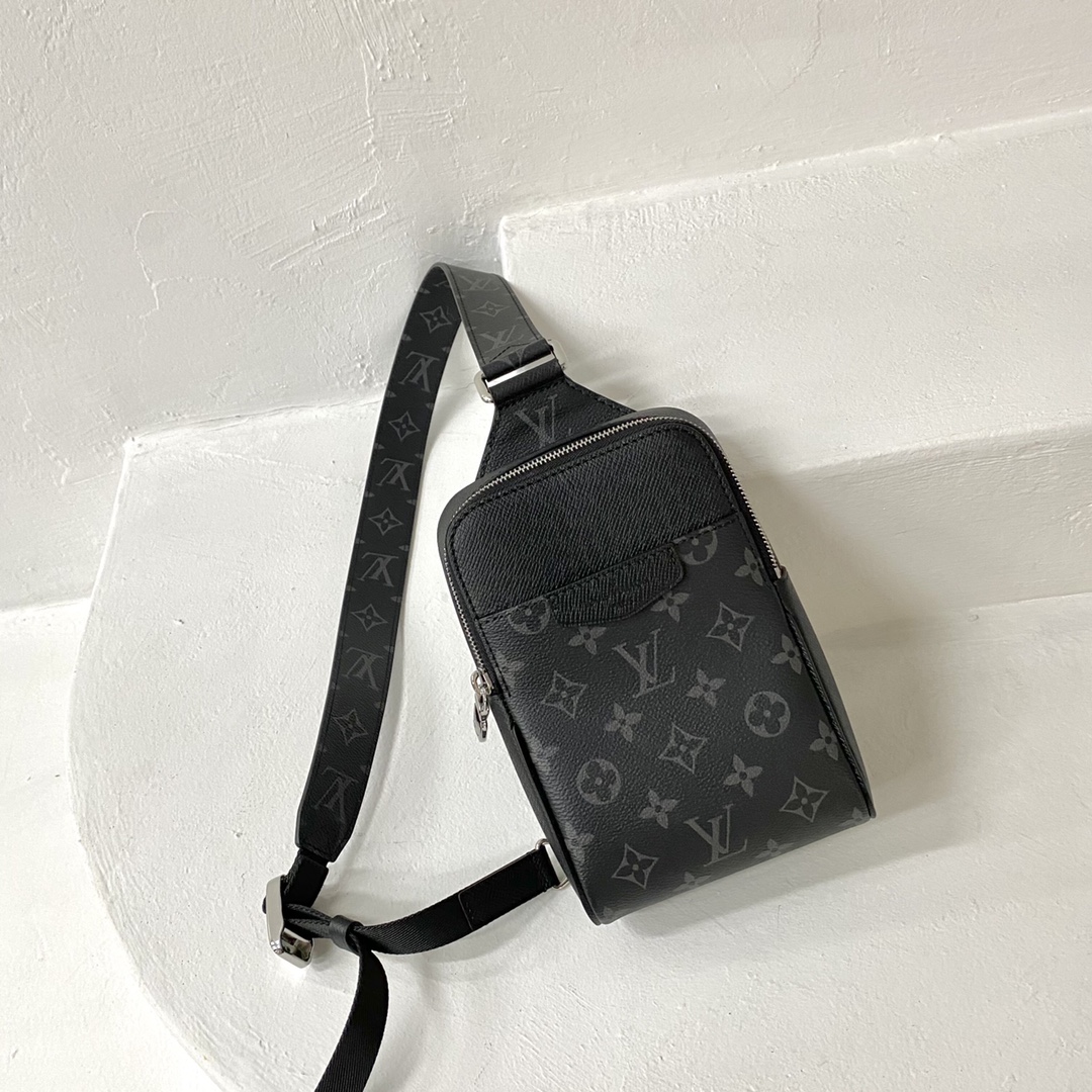 Louis Vuitton Outdoor Slingbag Taigarama Noir Black For Men, Men’s Bags, Crossbody Bags 8.3in/21cm