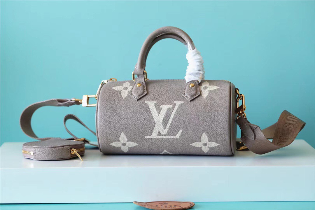 Louis Vuitton Papillon BB Monogram Empreinte Tourterelle / Creme Beige For Women, Women’s Handbags, Shoulder Bags And Crossbody Bags 7.9in/20cm