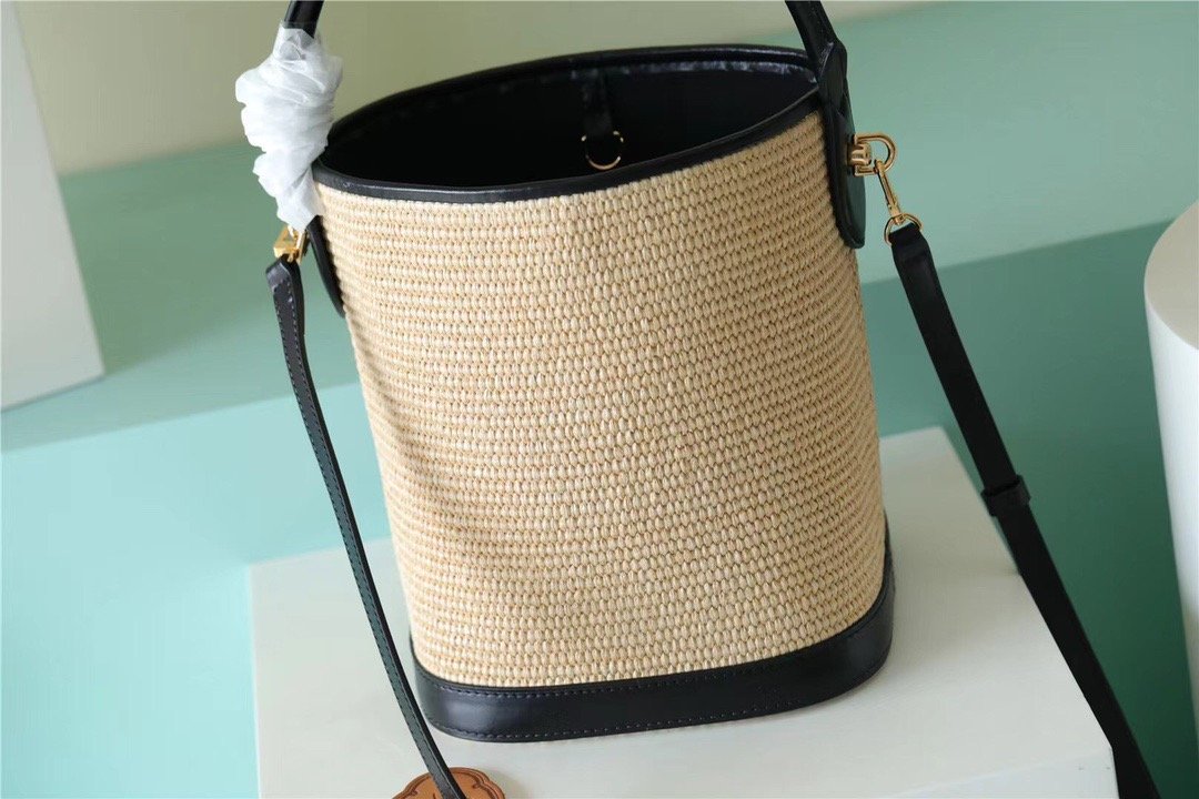Louis Vuitton Petit Bucket Raffia Black For Women, Women’s Bags, Shoulder And Crossbody Bags 9.4in/24cm
