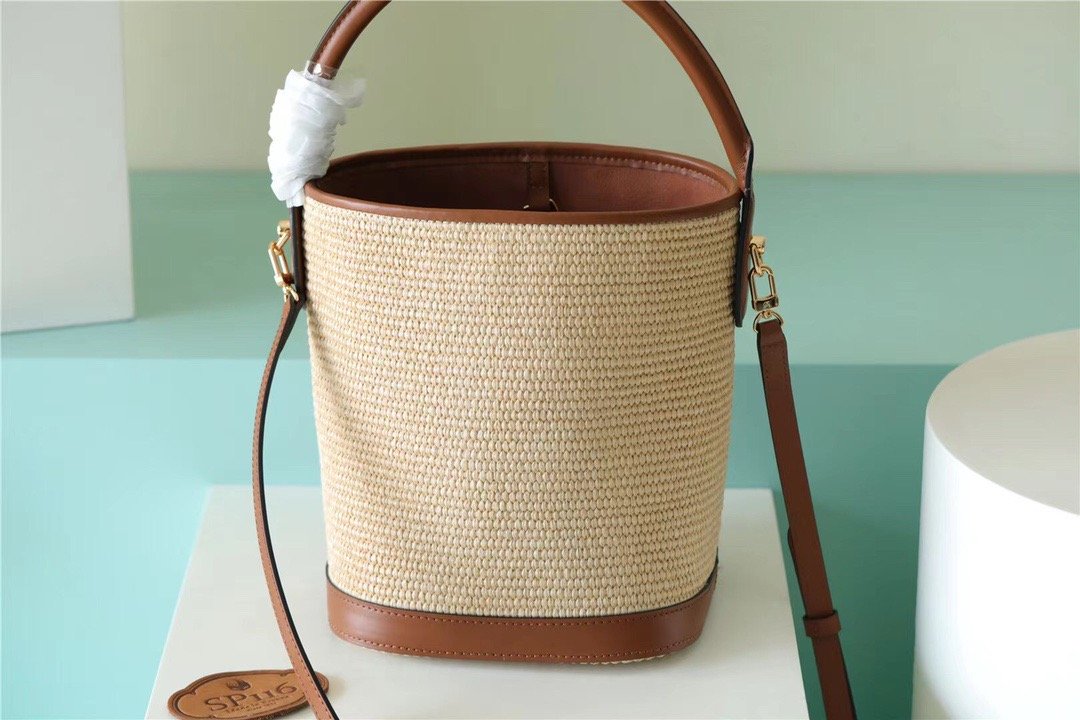 Louis Vuitton Petit Bucket Raffia Caramel Brown For Women, Women’s Bags, Shoulder And Crossbody Bags 9.4in/24cm
