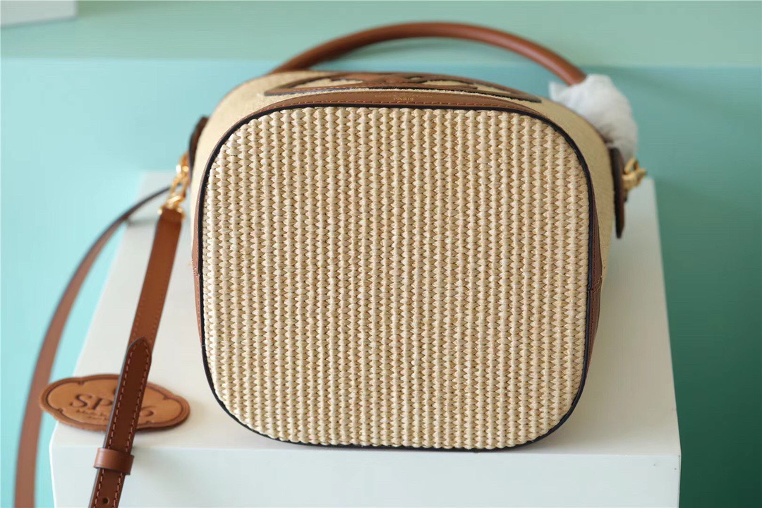 Louis Vuitton Petit Bucket Raffia Caramel Brown For Women, Women’s Bags, Shoulder And Crossbody Bags 9.4in/24cm