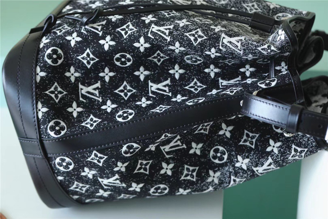 Louis Vuitton Petit Noe Monogram Jacquard Denim Black For Women, Women’s Handbags, Shoulder And Crossbody Bags 11.2in/28.5cm LV