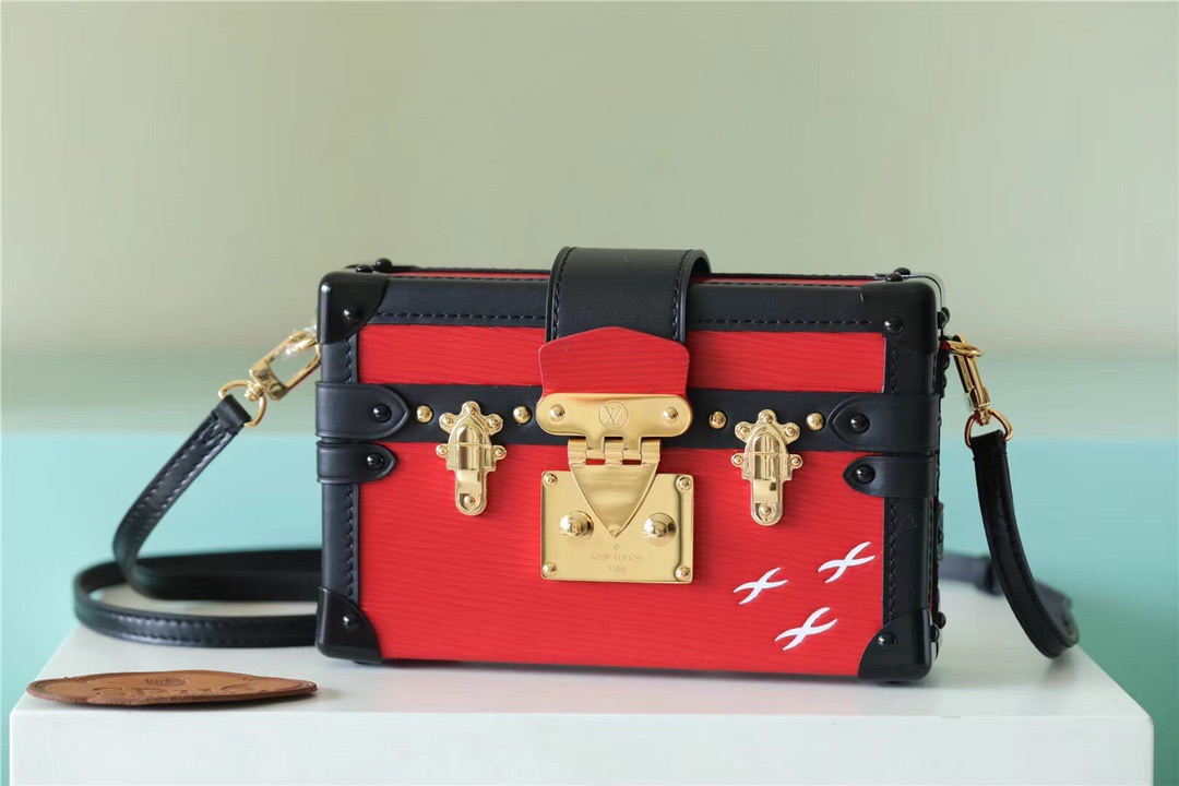 Louis Vuitton Petite Malle Epi Black/Red For Women, Women’s Handbags, Shoulder And Crossbody Bags 7.9in/20cm LV 