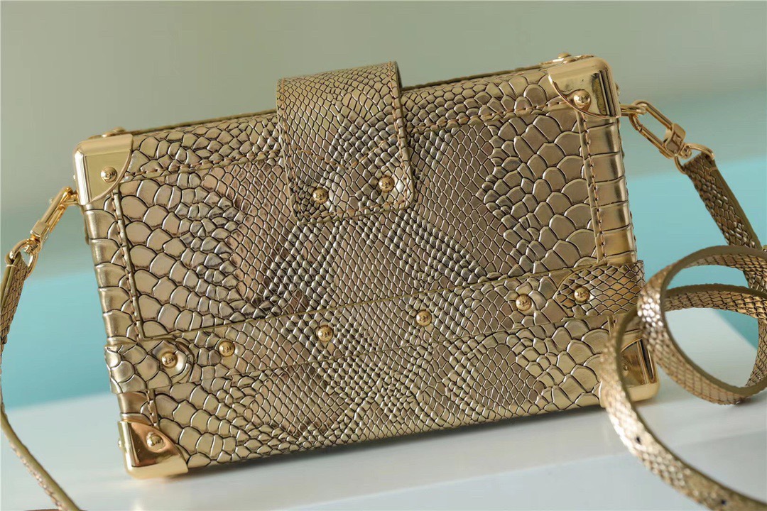 Louis Vuitton Petite Malle High Shiny Alligator By Nicolas Ghesquiere Gold For Women, Women’s Handbags, Shoulder And Crossbody Bags 7.9in/20cm LV 