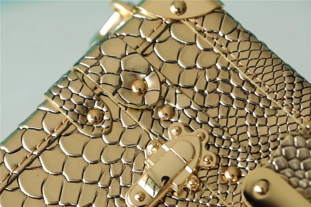 Louis Vuitton Petite Malle High Shiny Alligator By Nicolas Ghesquiere Gold For Women, Women’s Handbags, Shoulder And Crossbody Bags 7.9in/20cm LV 