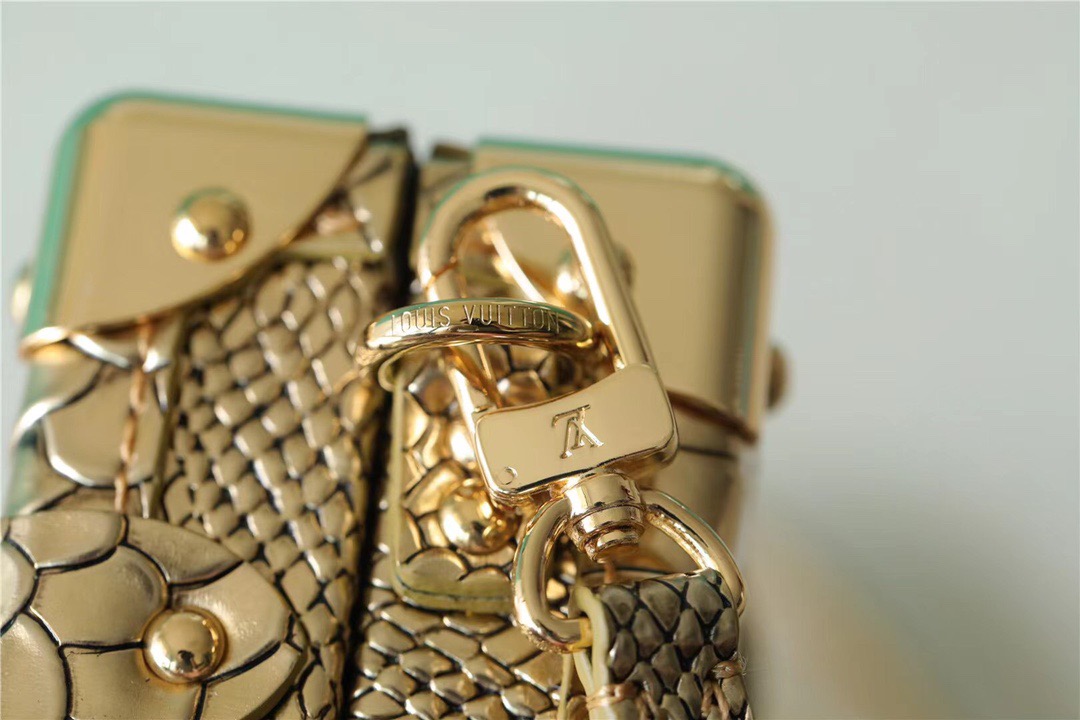 Louis Vuitton Petite Malle High Shiny Alligator By Nicolas Ghesquiere Gold For Women, Women’s Handbags, Shoulder And Crossbody Bags 7.9in/20cm LV 