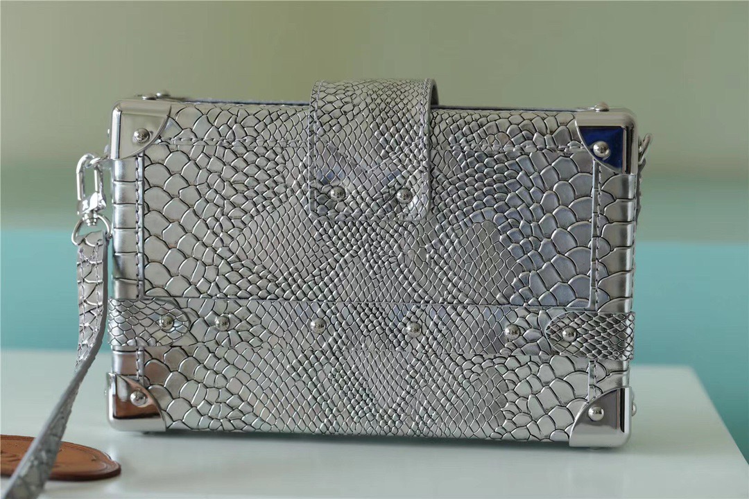 Louis Vuitton Petite Malle High Shiny Alligator Silver For Women, Women’s Handbags, Shoulder And Crossbody Bags 7.9in/20cm LV 