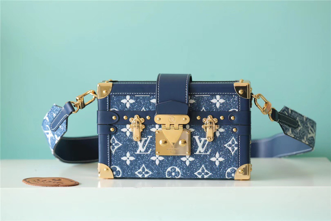 Louis Vuitton Petite Malle Jacquard Since 1854 Blue For Women, Women’s Handbags, Shoulder Bags And Crossbody Bags 7.5in/19cm LV 