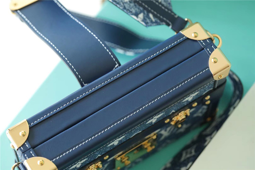 Louis Vuitton Petite Malle Jacquard Since 1854 Blue For Women, Women’s Handbags, Shoulder Bags And Crossbody Bags 7.5in/19cm LV 