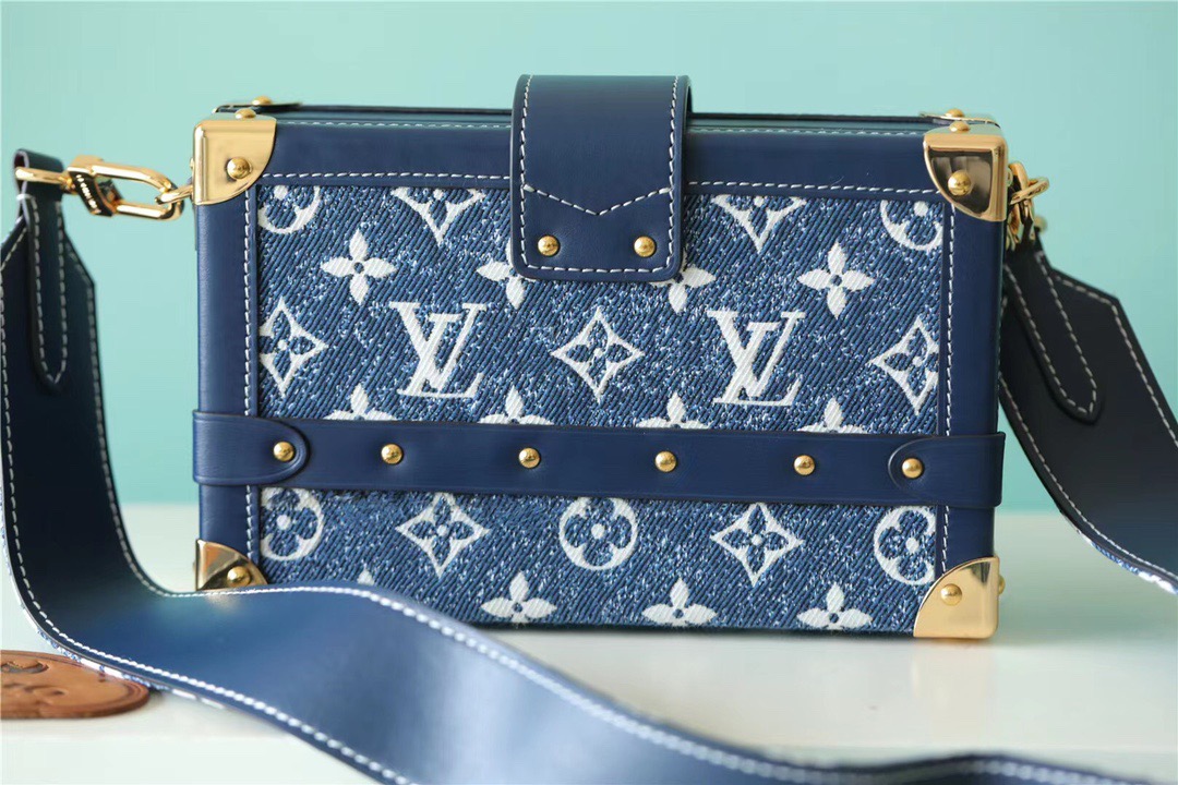 Louis Vuitton Petite Malle Jacquard Since 1854 Blue For Women, Women’s Handbags, Shoulder Bags And Crossbody Bags 7.5in/19cm LV 