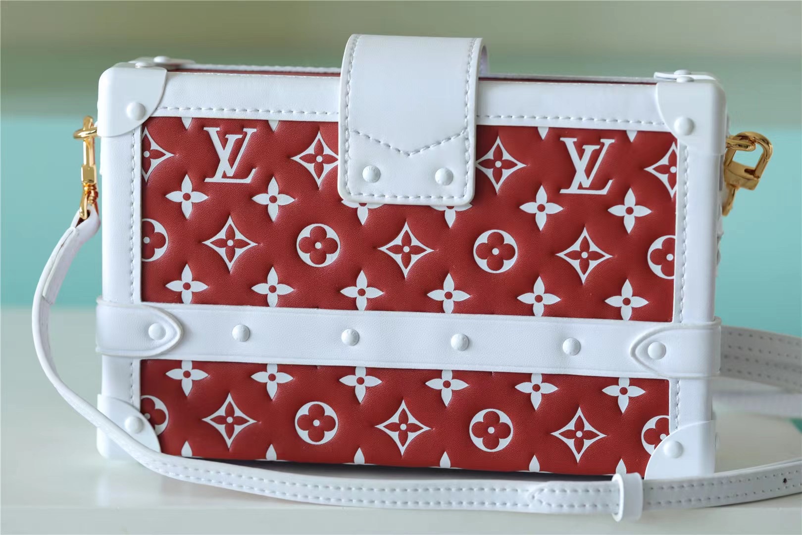 Louis Vuitton Petite Malle Monogram Embossed Puffy Terracotta Brown For Women, Women’s Handbags, Shoulder And Crossbody Bags 7.9in/20cm