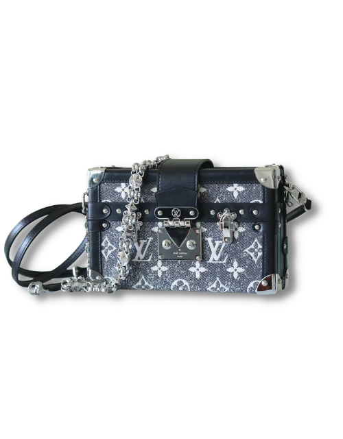 Louis Vuitton Petite Malle Monogram Jacquard Denim Gray For Women 7.9in/20cm