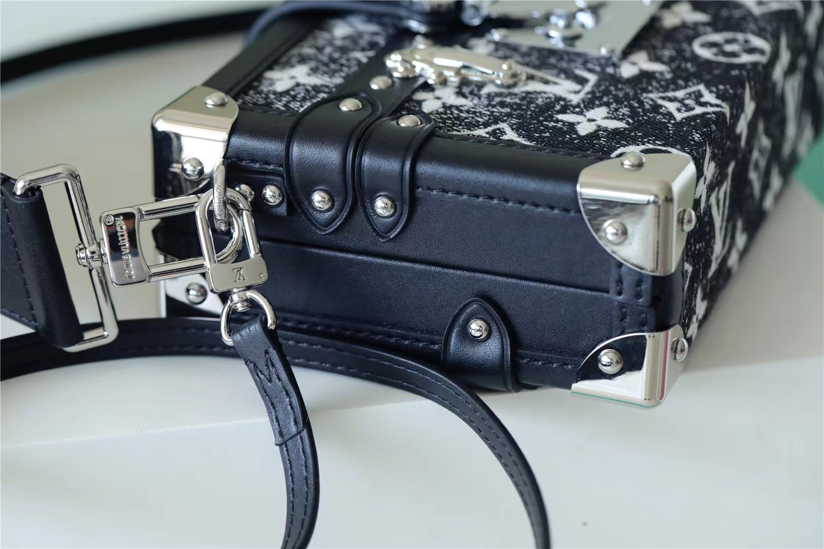 Louis Vuitton Petite Malle Monogram Jacquard Denim Navy Blue For Women, Women’s Handbags, Shoulder And Crossbody Bags 7.9in/20cm LV 