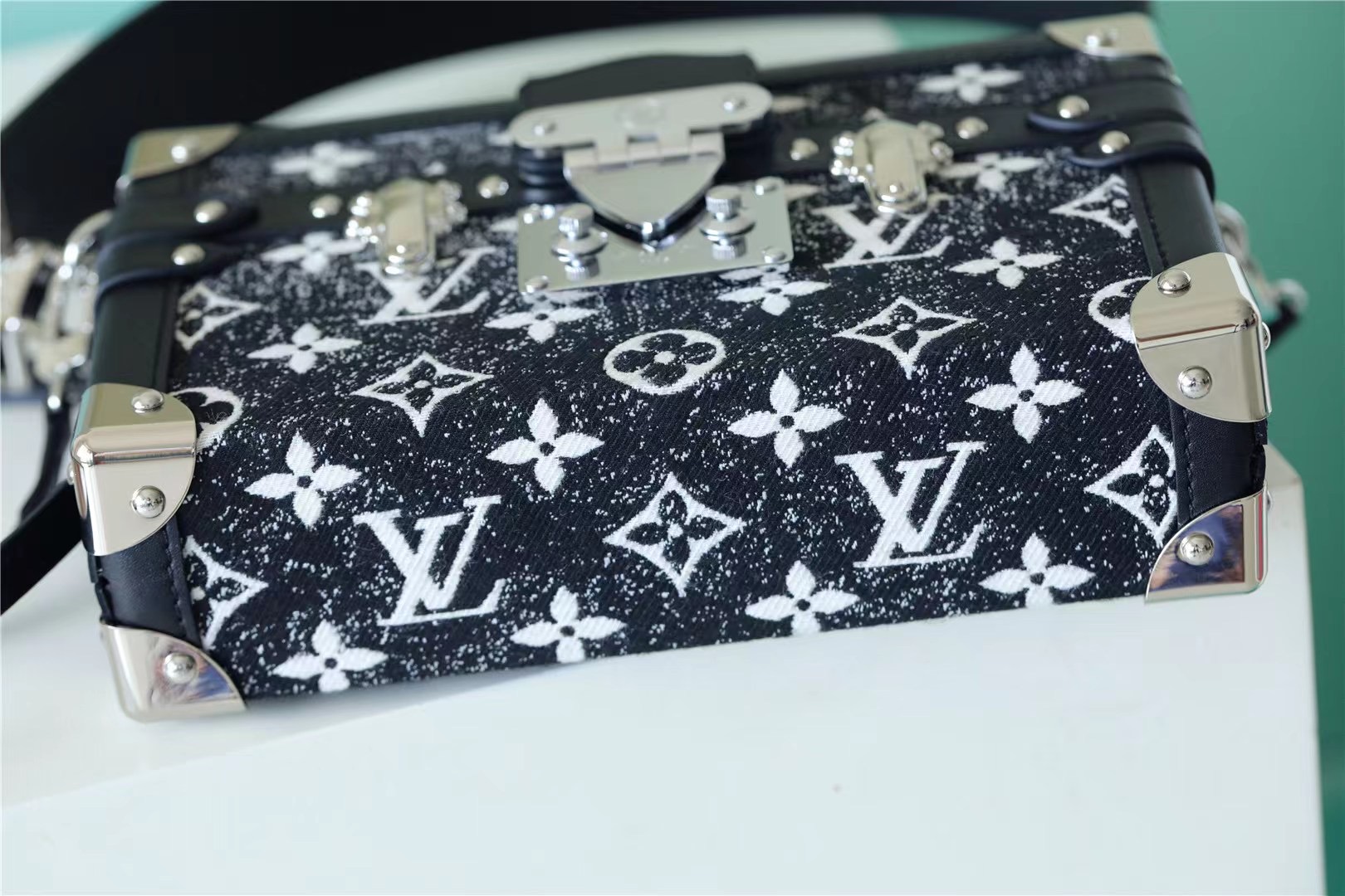 Louis Vuitton Petite Malle Monogram Jacquard Denim Navy Blue For Women, Women’s Handbags, Shoulder And Crossbody Bags 7.9in/20cm LV 
