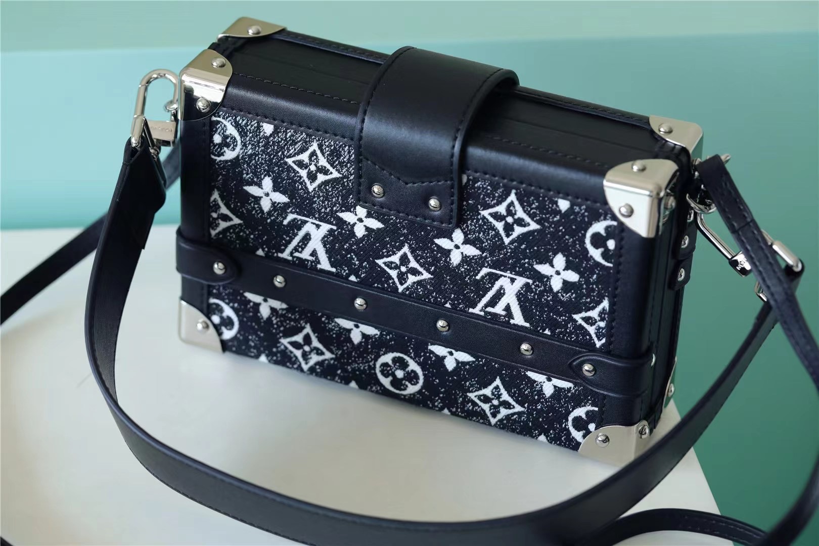 Louis Vuitton Petite Malle Monogram Jacquard Denim Navy Blue For Women, Women’s Handbags, Shoulder And Crossbody Bags 7.9in/20cm LV 